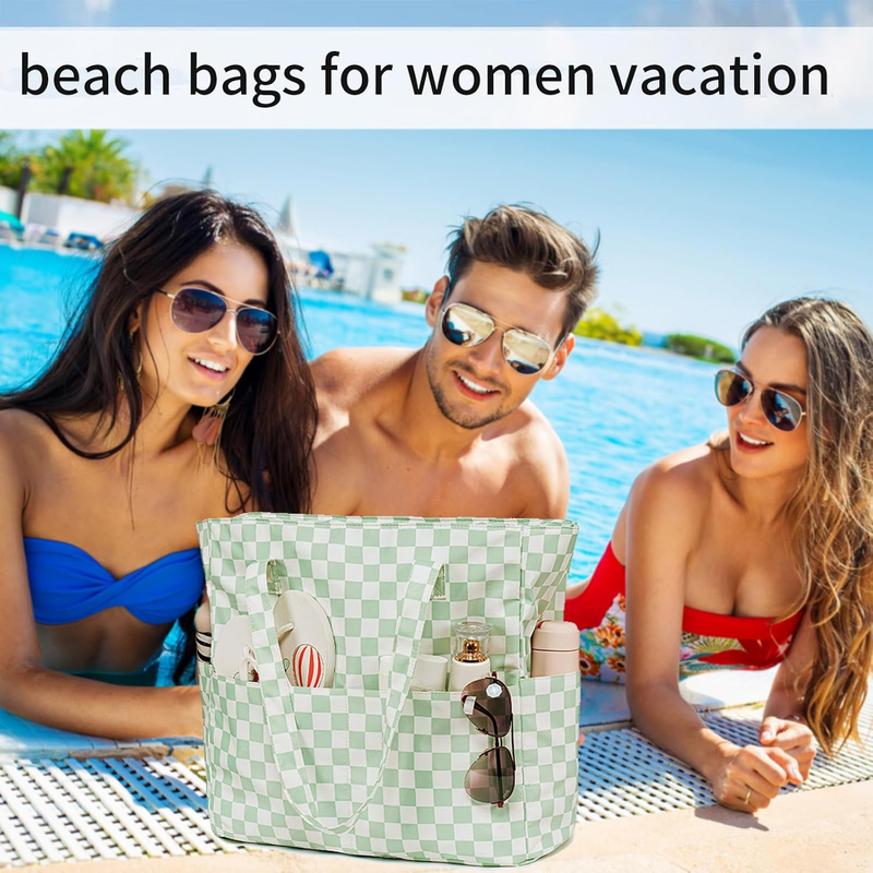Waterproof Beach Bag Large Women Sandproof Tote Zipper Wet Pocket Travel1