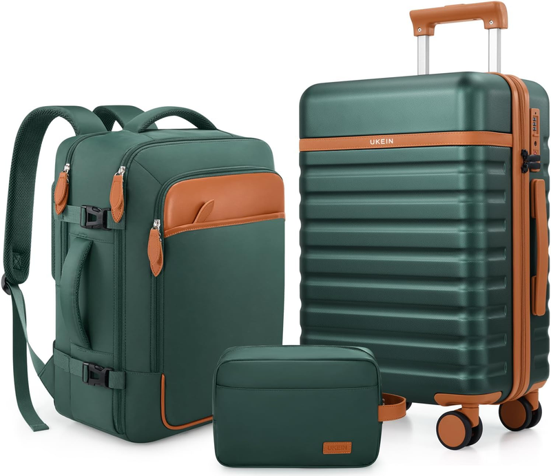 3 Piece Luggage Set 20" Carry On Spinner Hardside Suitcase w/ TSA Lock Green0