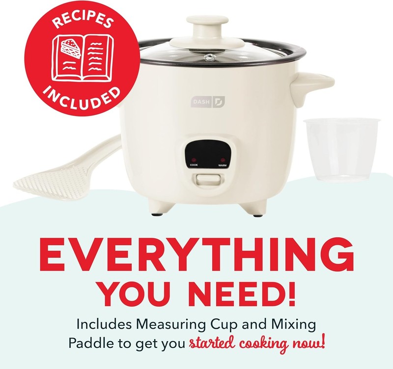 Mini Rice Cooker 2 Cup Steamer Nonstick Pot Keep Warm Function Cream5