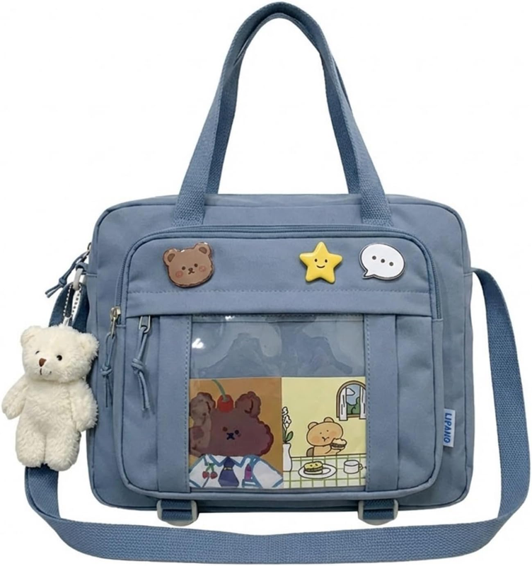 Kawaii Ita Crossbody Bag Women Pin Plush Bear Japanese Y2K Shoulder Purse8