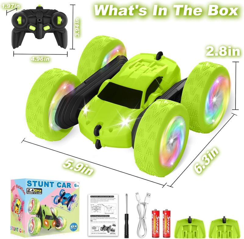 RC Stunt Crawler Car 2.4GHz 360 Flips Double Sided Boys Gift Green7