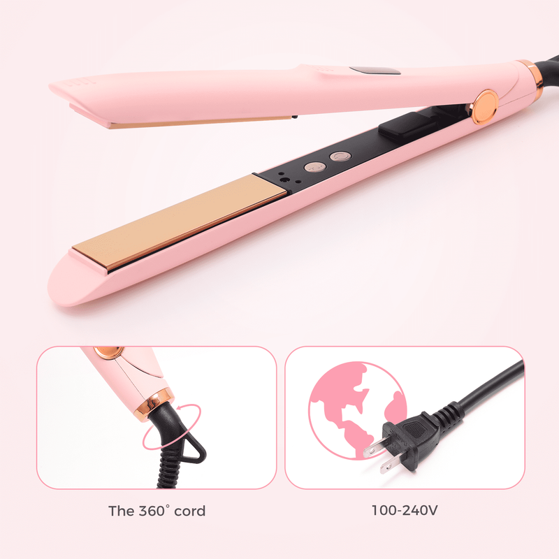 Hair Straightener 1 Inch Ionic Flat Iron and Curler 2 in 1 Pink6