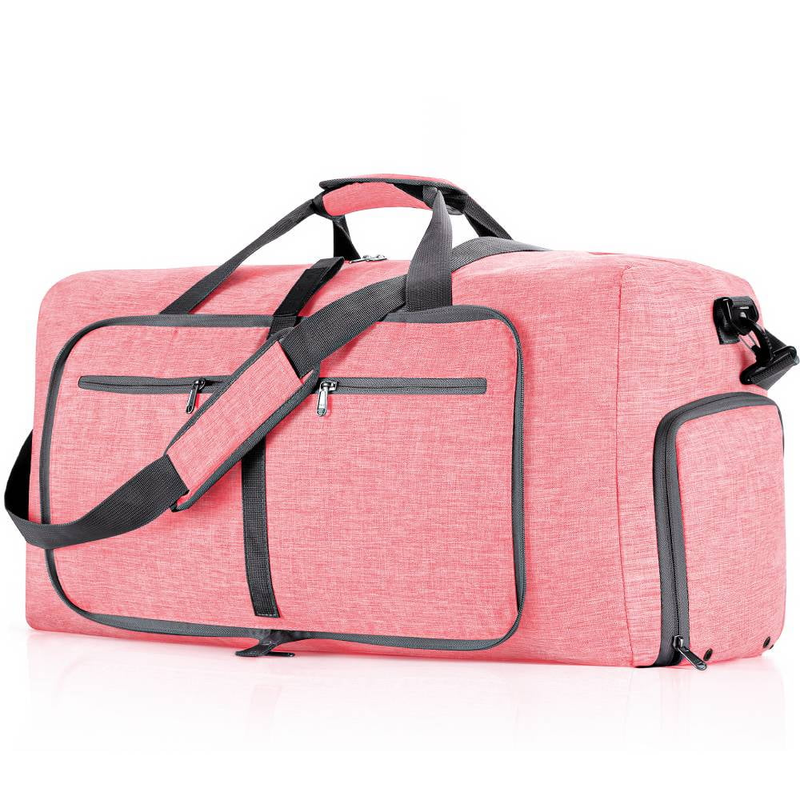 65L Foldable Duffel Bag Women, 24" Travel Bag with Shoes Compartment, Weekender0