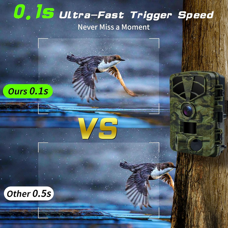 4K 48MP WiFi Trail Camera 0.1S Trigger Night Vision Waterproof IP66 120° BT2