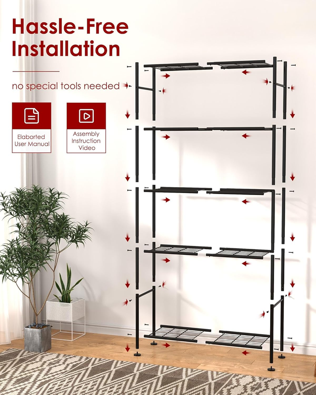 Storage Shelves   5 Tier Shelf Organizer, Heavy Duty Garage Shelving Unit with L7