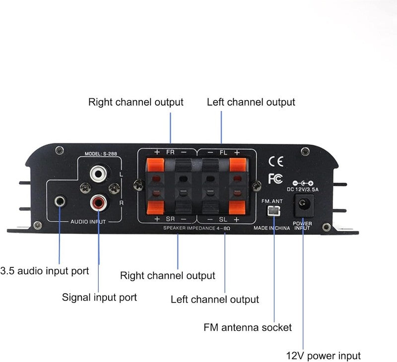 4 Ch Bluetooth 5.0 Stereo Amplifier 50Wx4 USB SD FM Class D Home Audio2