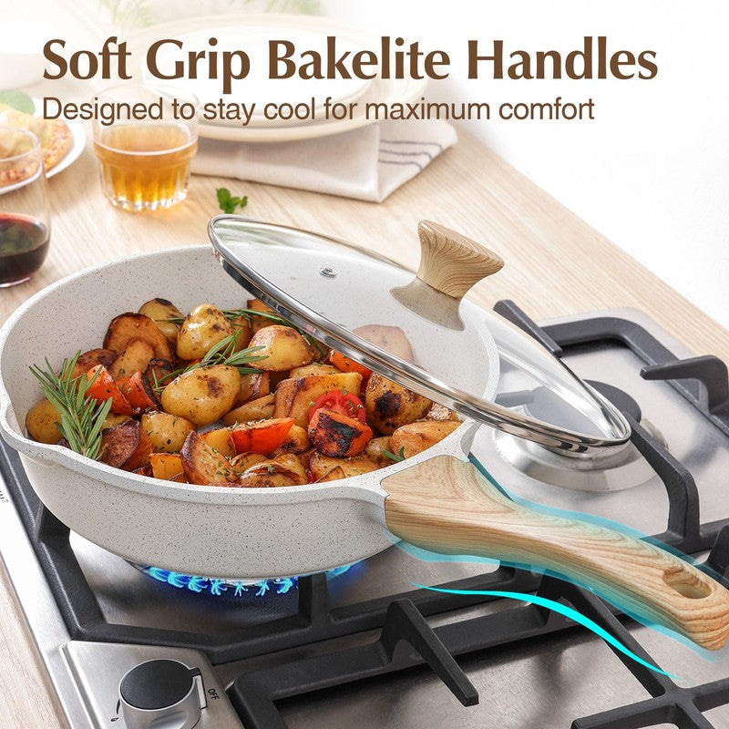 Ceramic Nonstick Pots and Pans Set, 17Pcs Healthy Non Stick Cookware Set with Po6