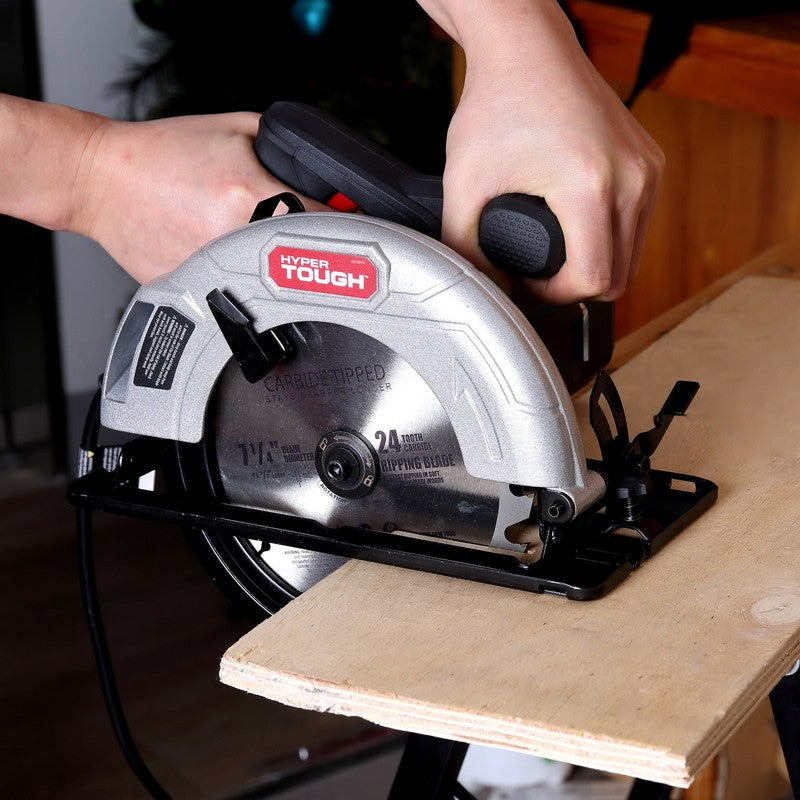 12A 7 1/4 Inch Corded Circular Saw Adjustable Bevel Steel Shoe Black8
