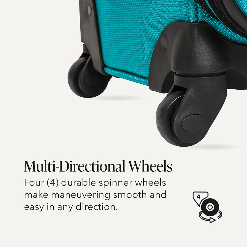 Large Softside Expandable Spinner Luggage Lightweight Travel Suitcase Teal5
