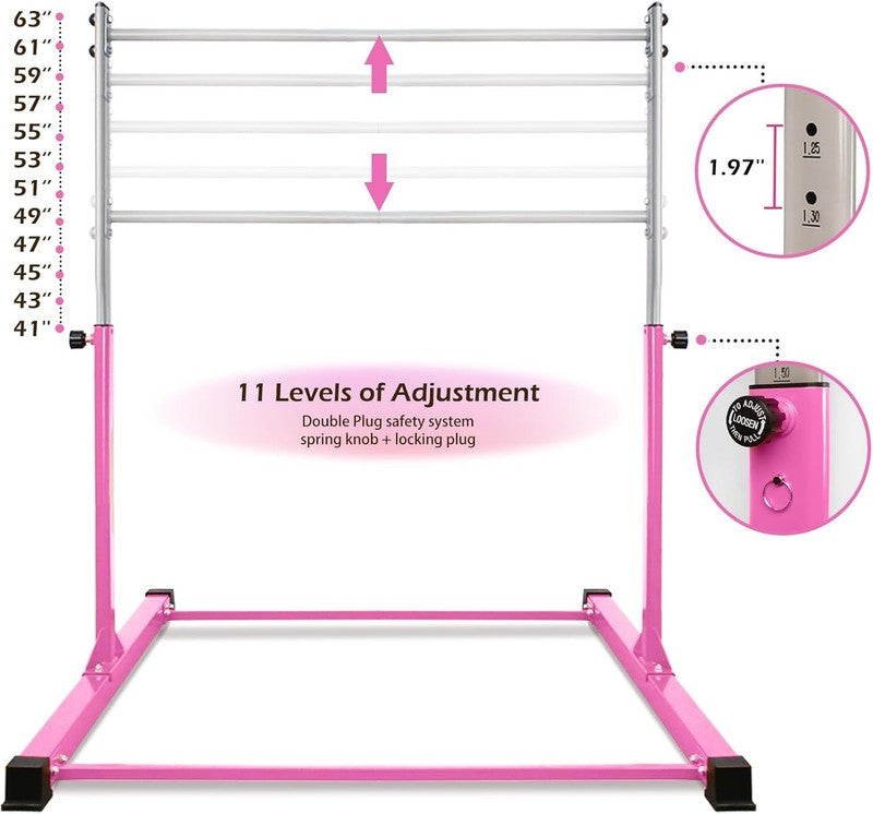 Kids Gymnastics Bar 11 Level Adjustable Horizontal Bar Thick Steel Home Use2