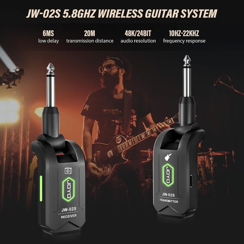 5.8GHz Wireless Guitar System Transmitter Receiver 4 Ch Rechargeable 20M1