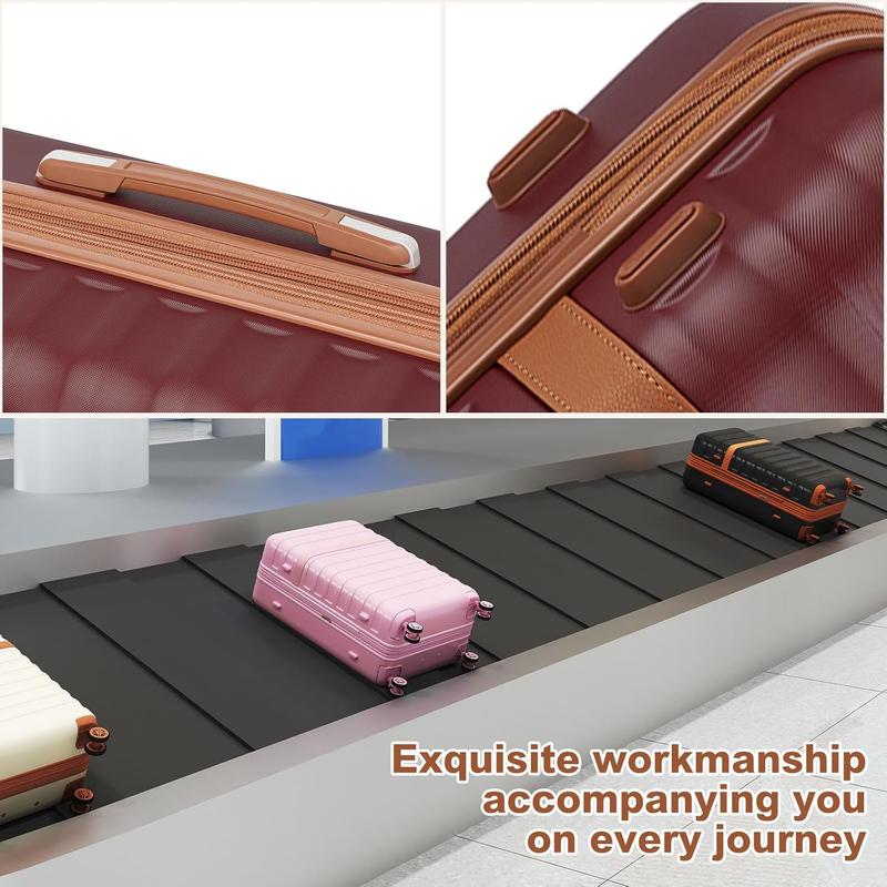 28 Inch Expandable Hardside Luggage ABS PC TSA Lock Suitcase Burgundy7
