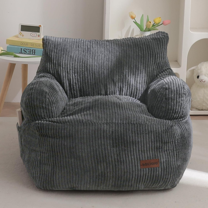 Kids Bean Bag Chair Toddler Sofa w Filler Lazy Floor Chair Gaming Dark Grey8