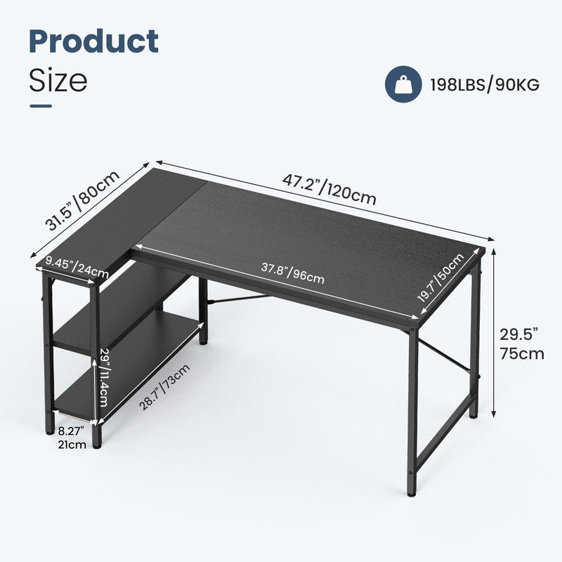 L Shaped Computer Desk, 47 Inch Corner Desk Gaming Table Writing Study Workstati8