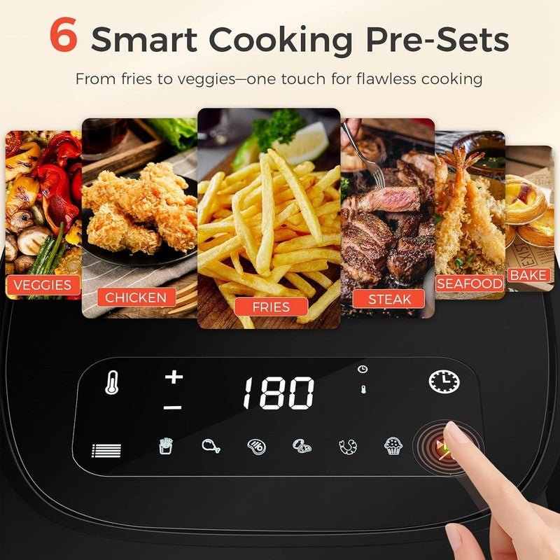 4.5QT Air Fryer, LED Touch, 6 Presets, Nonstick Basket, Oil-Free, Healthy1