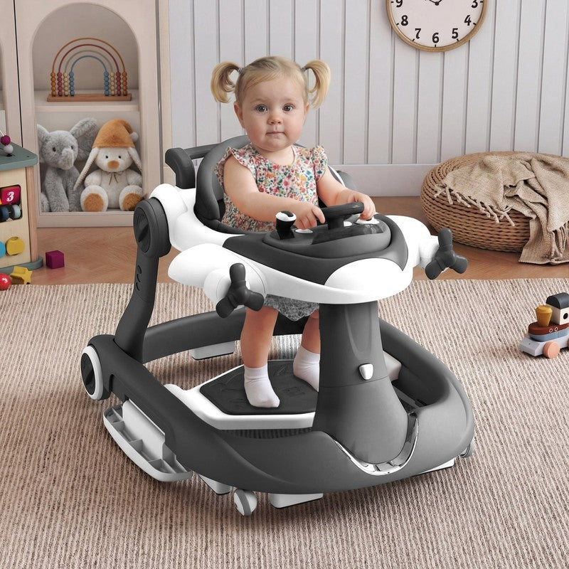 5-In-1 Musical Baby Walker with Wheels, Foldable Baby Walker for Boys Girls, Gre8
