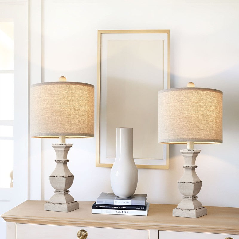 Set of 2 20.5" Retro Table Lamps Resin Traditional for Bedroom & Living Room4