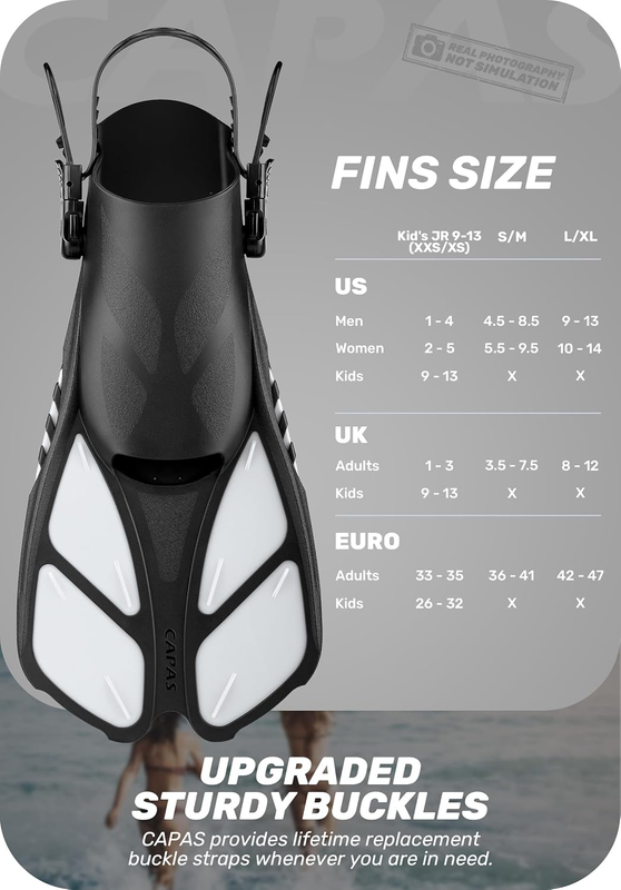 Travel Size Snorkel Fins Adjustable Open Heel Swim Fins for Diving Snorkeling1