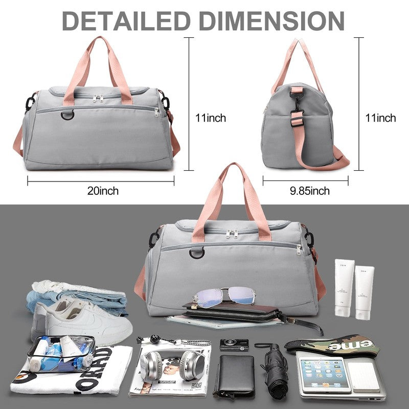 Travel Duffle Bag Gym Bags with Shoe Compartment Wet Pocket Waterproof for Weeke8