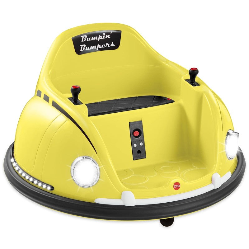 Yellow 6V Kids Ride On Bumper Car Remote 360 Spin Harness Lights1
