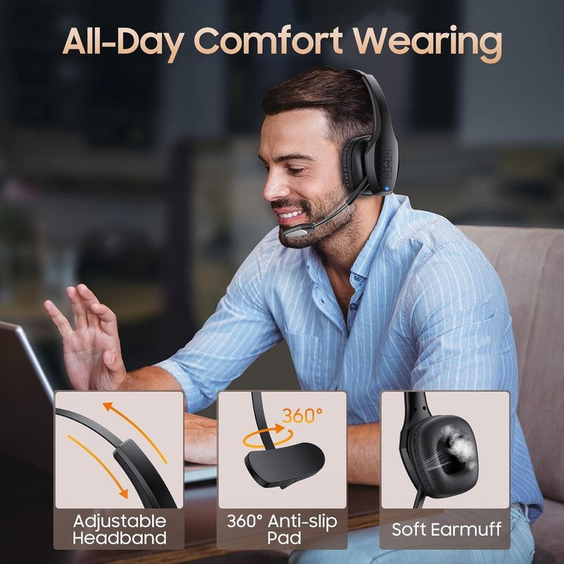 Trucker Bluetooth Headset Dual Noise Cancel Mic 55H Work Wireless PC/Phone4
