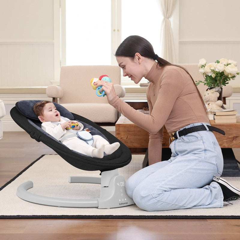 Baby Swing for Infants Motorized Swing w/ Music Speaker Remote Control Black1