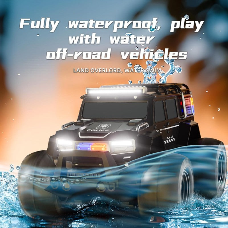 Amphibious 1:14 Waterproof RC Police Car with Lights for Kids Ages 6 123