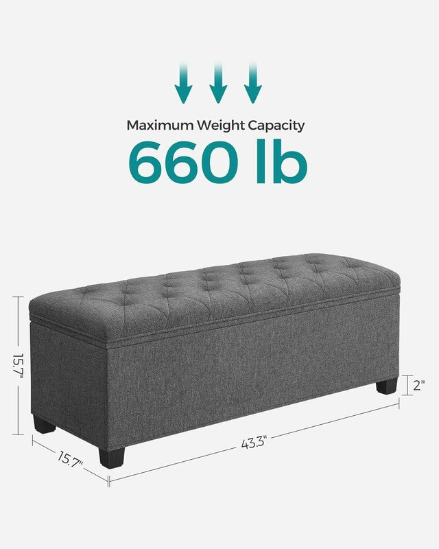 Storage Ottoman Bench Foot Rest Chest 43.3'' Bedroom Living Room Dark Gray2
