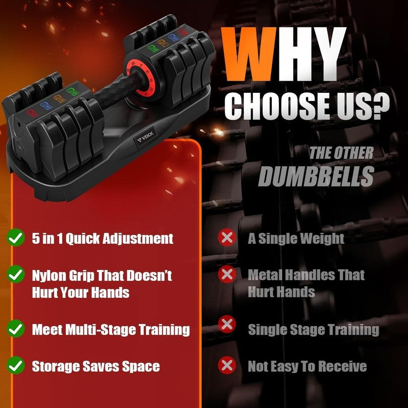 25lb Adjustable Dumbbell w/ Anti-Slip Handle Fast Adjust Home Gym Tray5