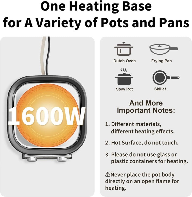 6QT Electric Skillet Nonstick Ceramic Hot Pot 1600W Timer 3 Power Settings7