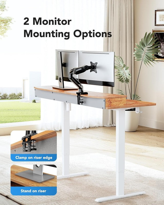 48x24 Electric Standing Desk w/ 2 Drawers 4 Presets Hooks Light Vintage3