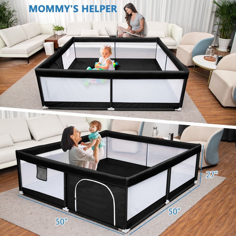 Baby Playpen Large Play Yard Fence for Toddlers,50"X50" Black6