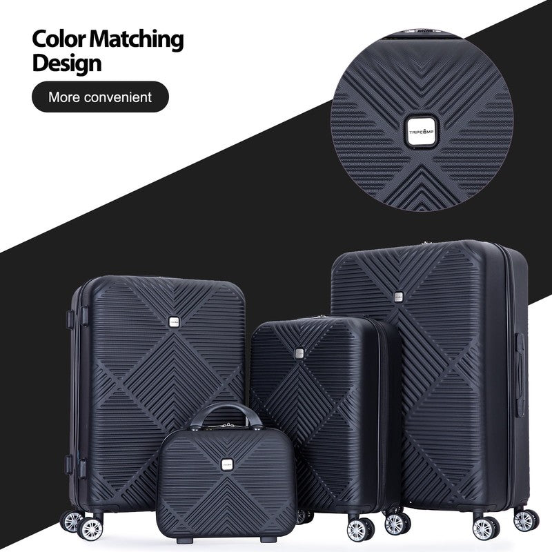 4 Piece Lightweight Hardside Luggage Set with Spinner Wheels   Black3
