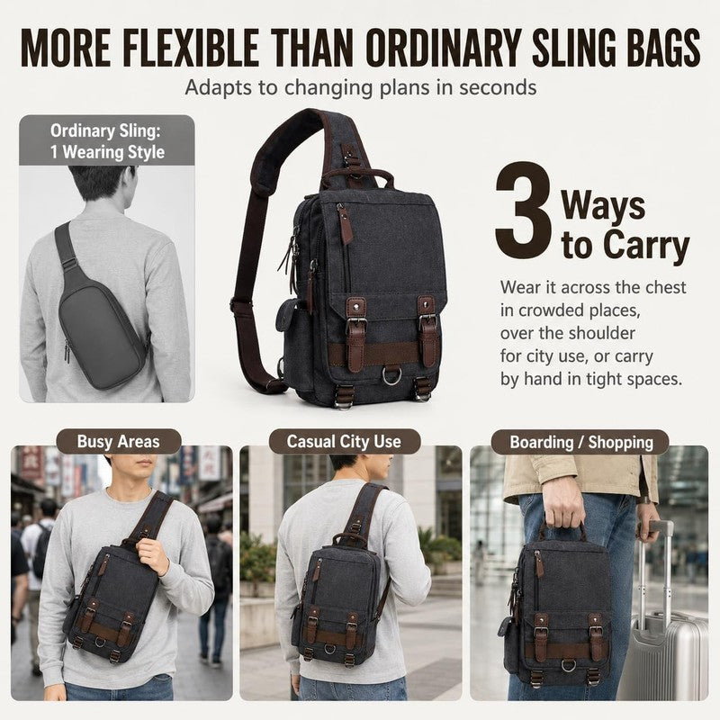 Retro Canvas Messenger Bag Unisex Crossbody Sling Shoulder Travel Work Daily6