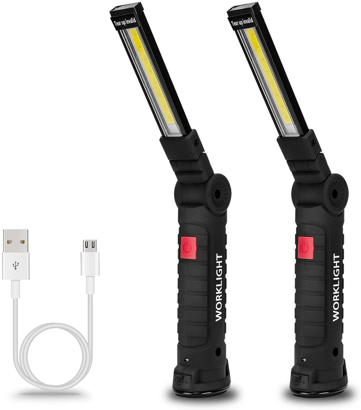 Rechargeable LED Work Lights 2 Pack with Magnetic Base   Perfect Gift for Men8