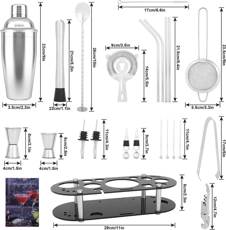 23 Piece Stainless Steel Bartender Cocktail Shaker Set with Bar Tools & Stand1