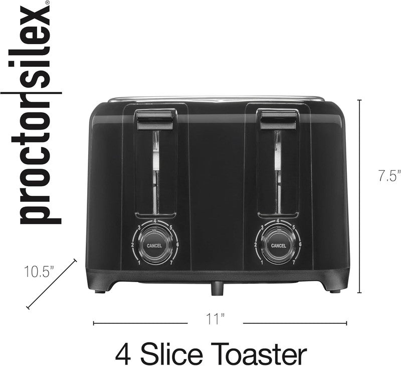 4 Slice Toaster Black - Extra Wide Slots, 7 Shades, Bagel, Auto Shut-Off8