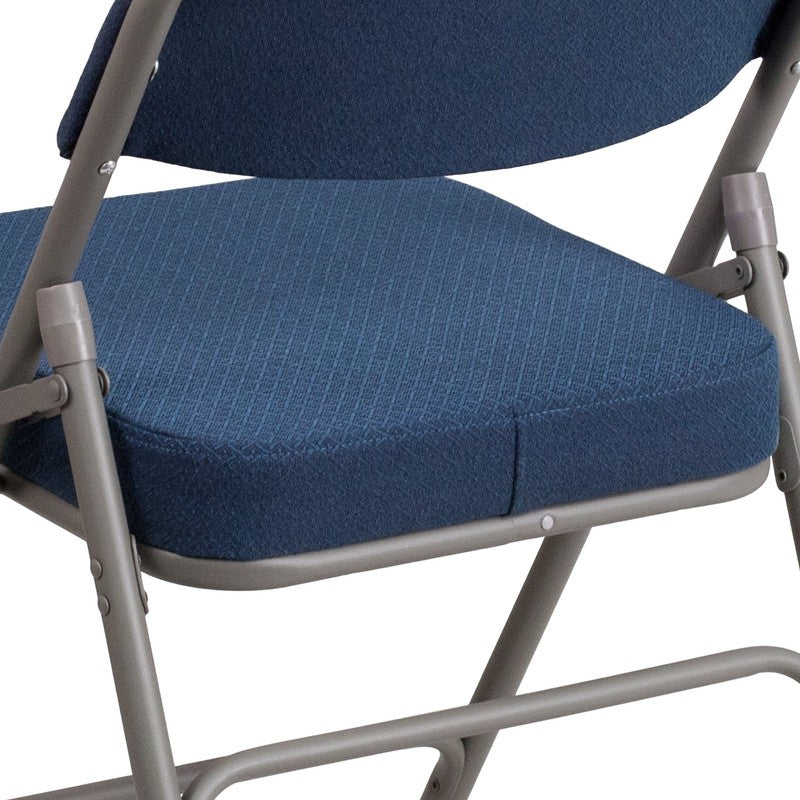 2 Pack HERCULES Series Premium Curved Folding Chairs Navy Fabric9