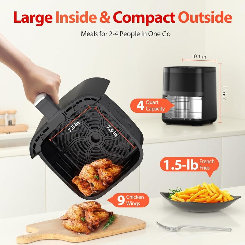 Beelicious 8-in-1 4QT Air Fryer, Digital, Viewing Window, Shake Reminder, Black3