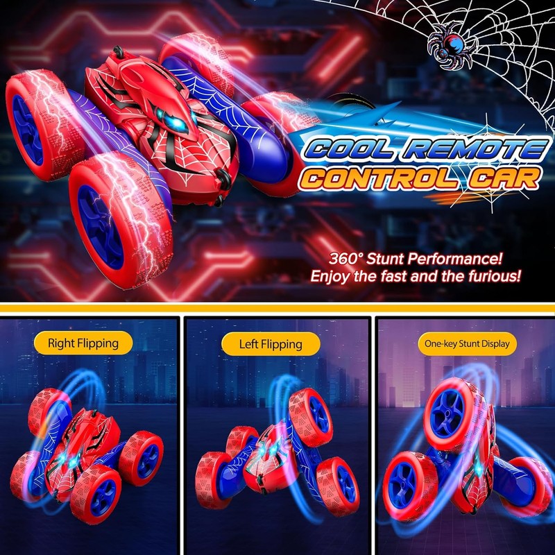 Spider RC Cars Remote Control Car, Double Sided 360°Flip 4WD Rechargeable RC Dri1