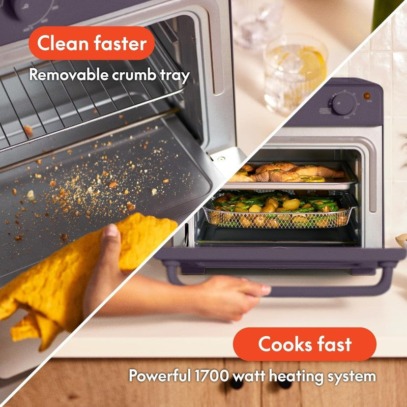 Air Fry Toaster Oven 1700W 7 Presets Dishwasher Safe Trays Plum3