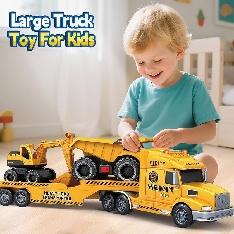 3 4 5 6 Toddler Boy Toys, 25" Construction Carrier Truck Vehicle Car, Boys Car T3