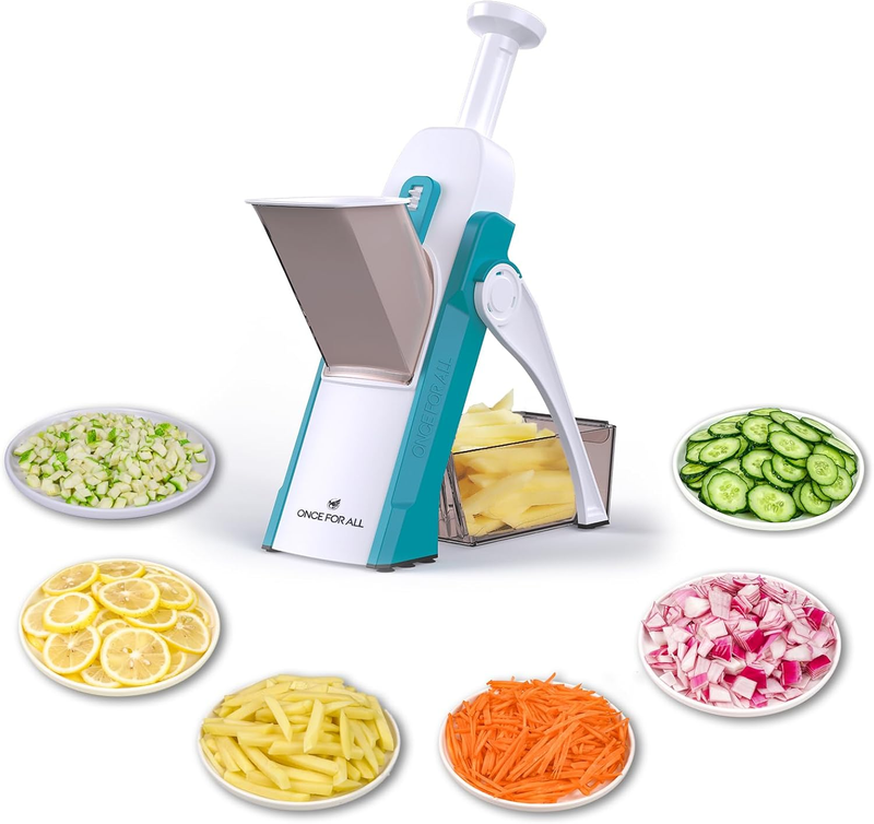 Safe Mandoline Slicer 5 in 1 Vegetable Cutter, Strips Julienne Dicer Adjustable 9