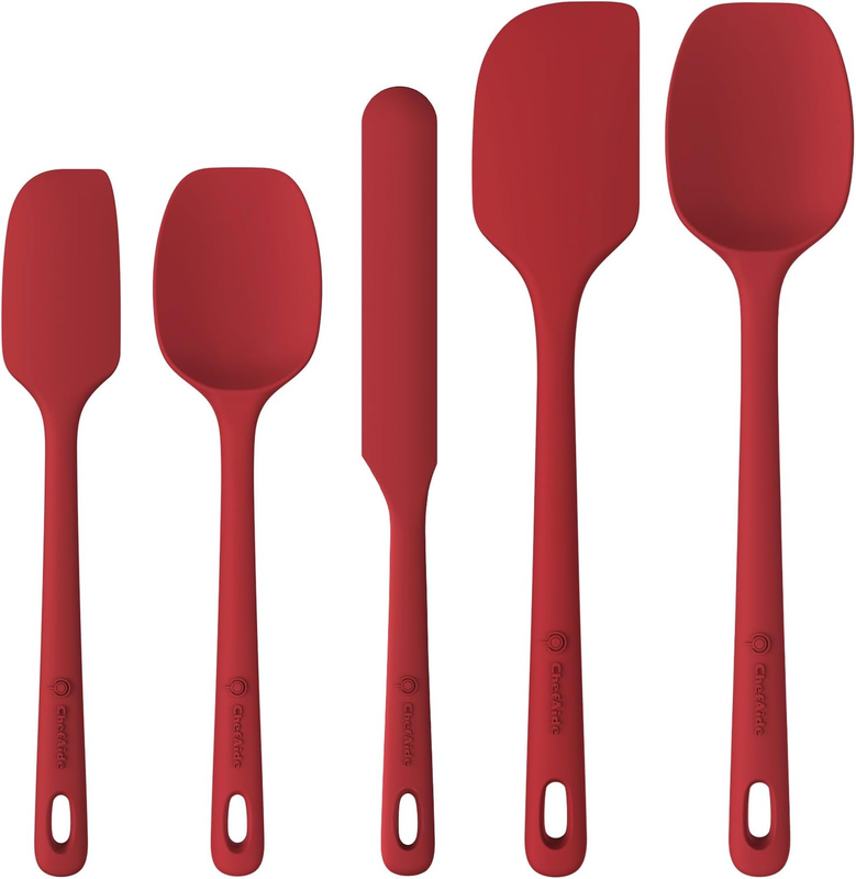 5 Piece Silicone Spatula Set Heat Resistant 600°F Nonstick Cookware0