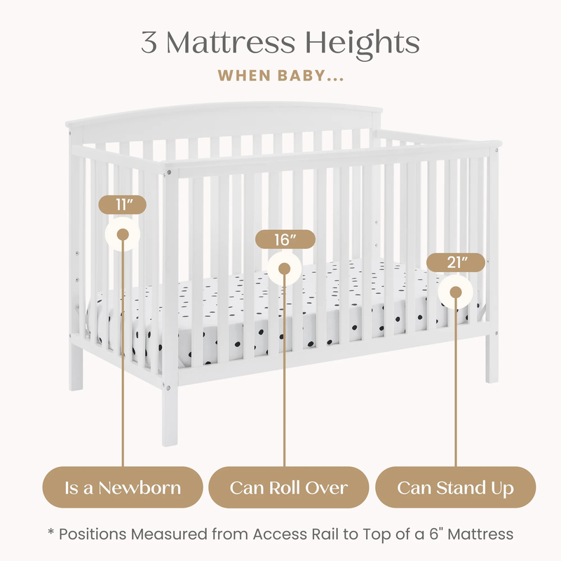 Hanover 6-In-1 Convertible Baby Crib, Bianca White10