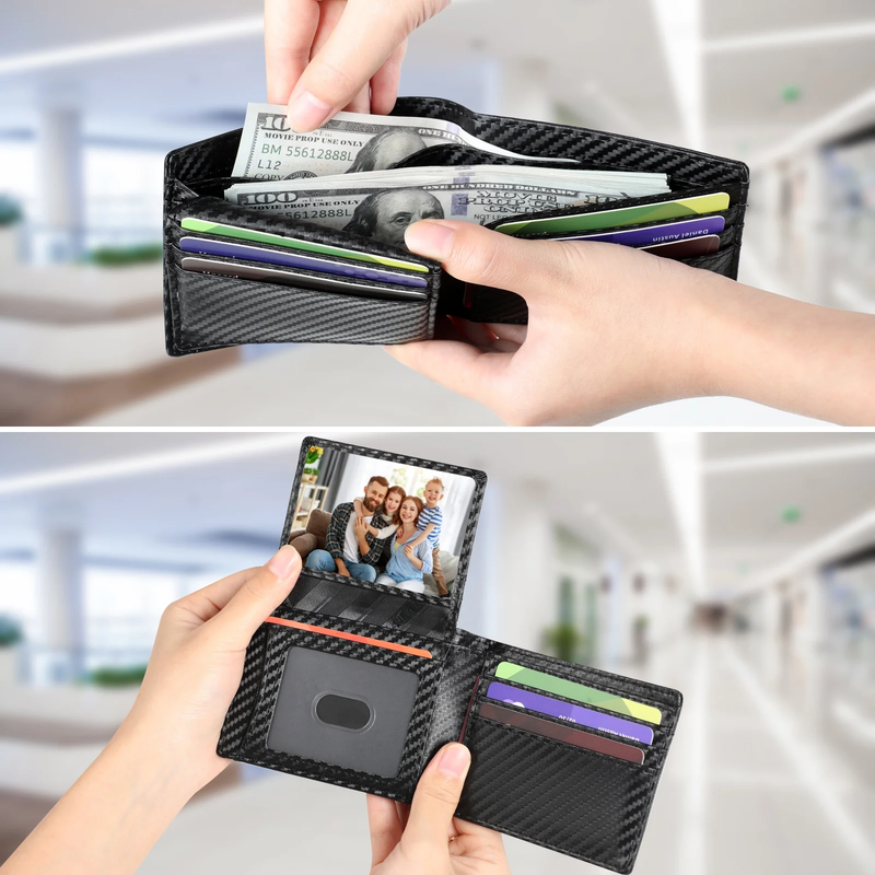 Wallet for Men, Slim Leather Rfid Blocking Mens Wallet with 2 ID Windows, Bifold2