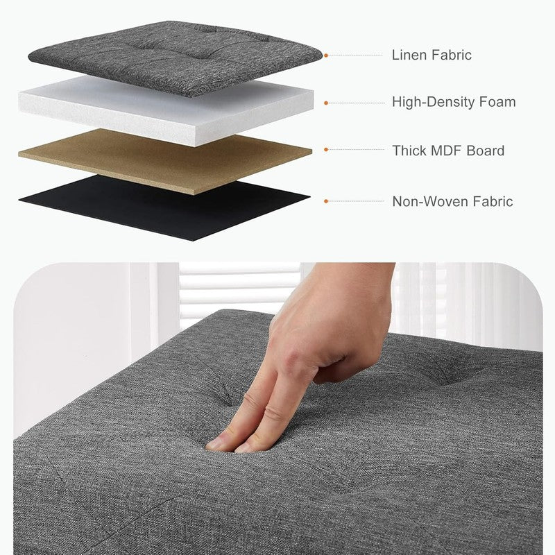 30In Folding Storage Ottoman Bench, Footrest Chest Seat 660Lbs, Deep Grey3