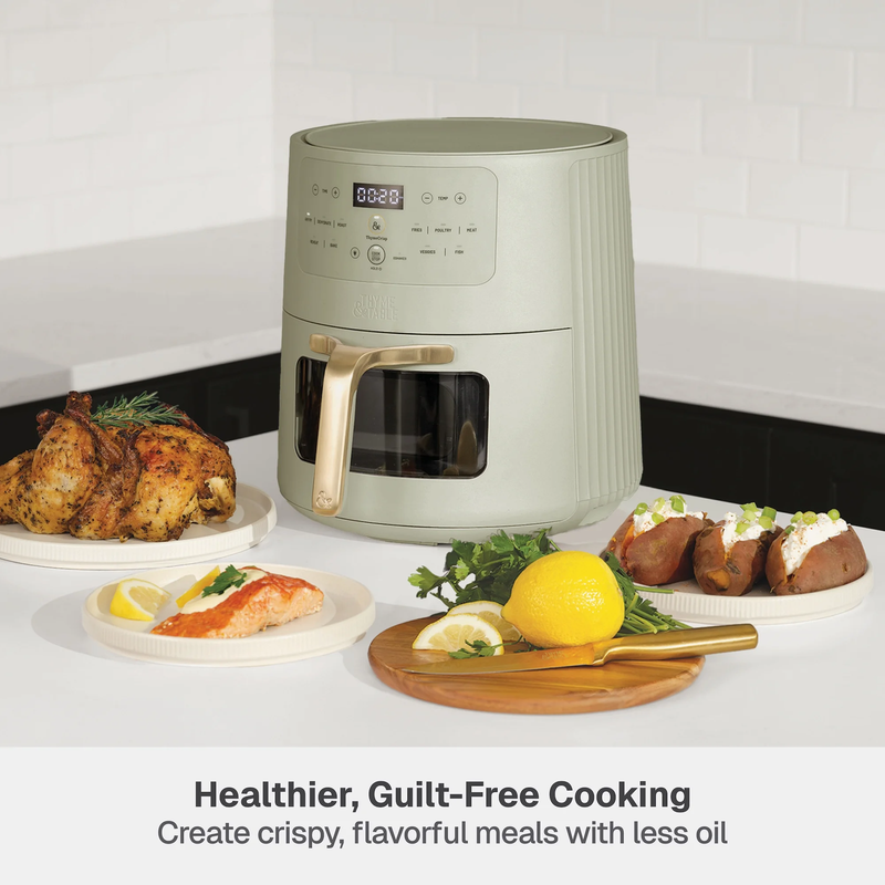 6QT Air Fryer with Thymecrisp Ceramic Nonstick Basket Eucalyptus Green3