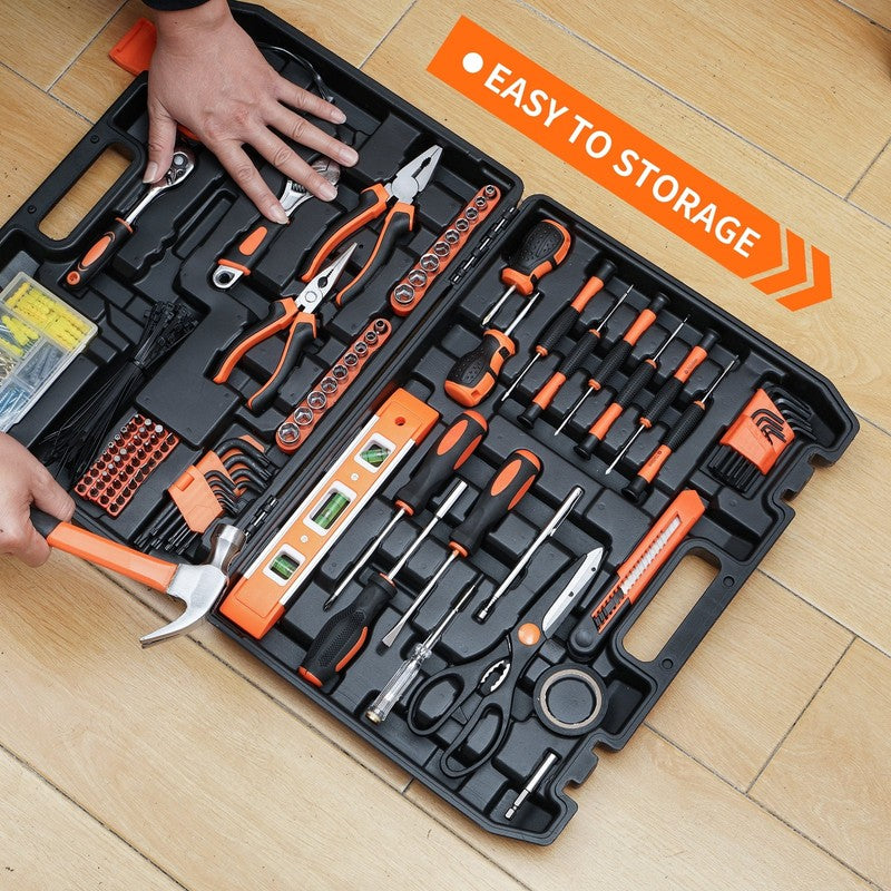 242-Pc Tool Set with Toolbox Basic Household Mechanic Hand Tool Kit for Home4