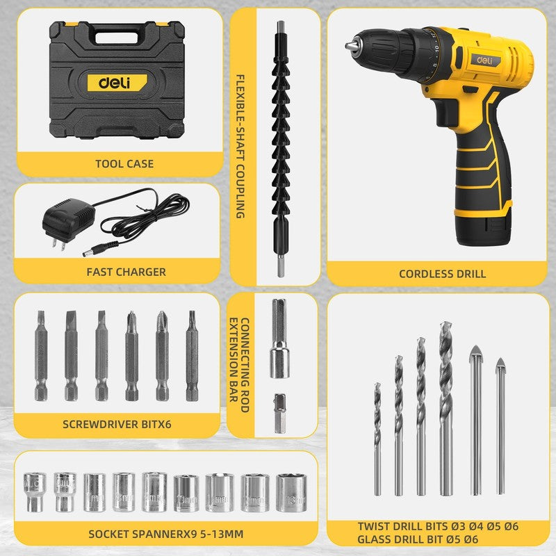 12V Max Cordless Drill Driver Kit 30Nm Electric Screwdriver Battery & Bit Kit2